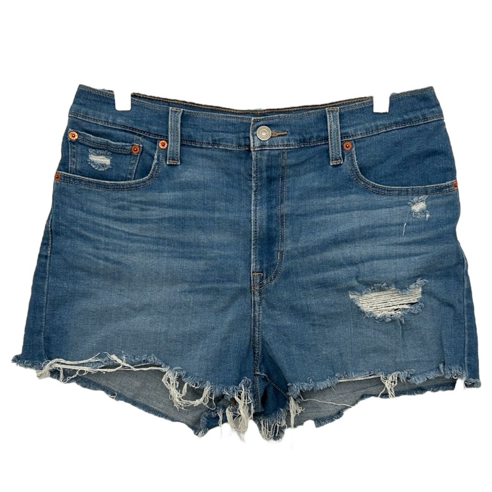 Levi's Women's High Rise Distressed Blue Denim Jean Shorts Sz 32